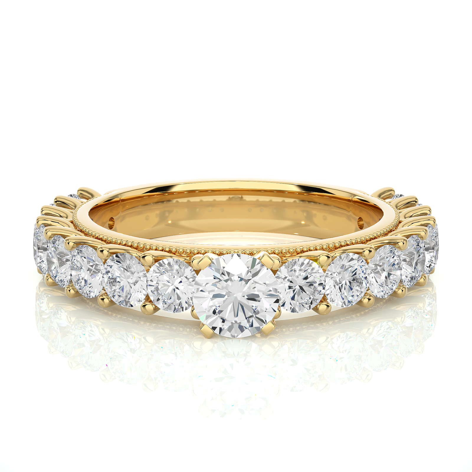 Round Cut Diamond Half Eternity Ring