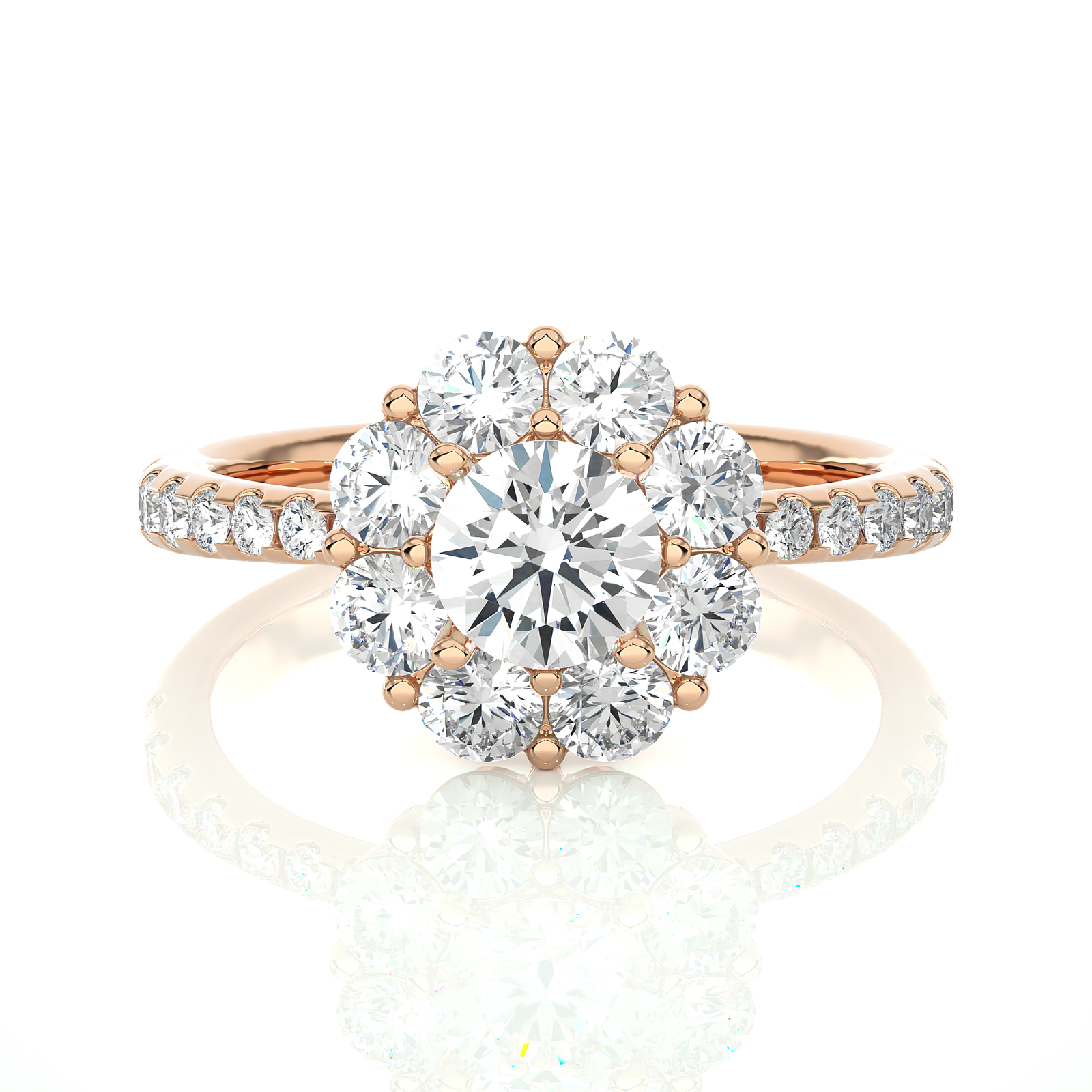 Floral Cluster Diamond Engagement Ring