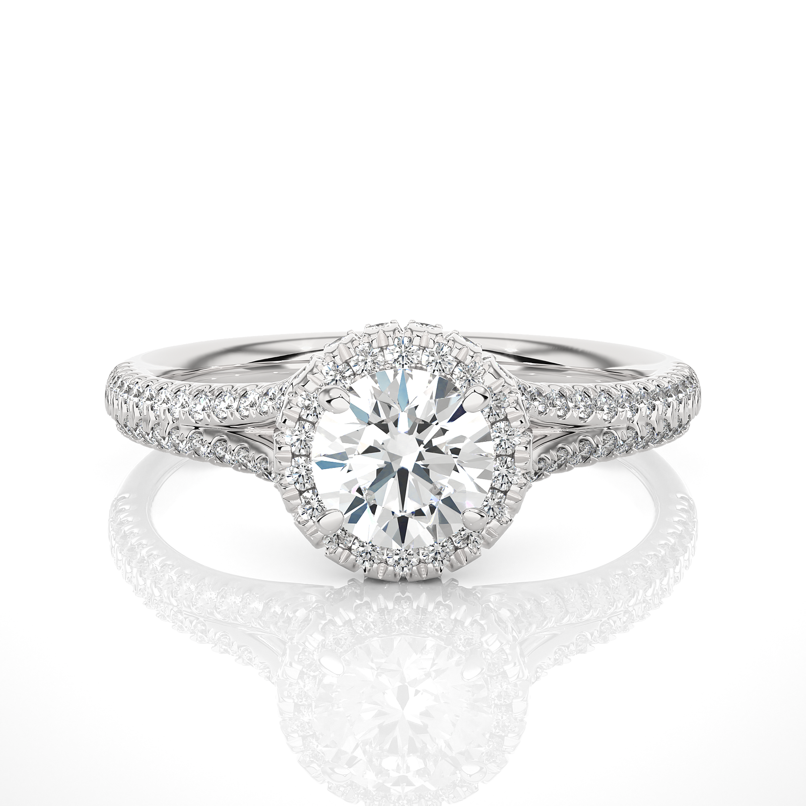 Double Halo Diamond Engagement Ring