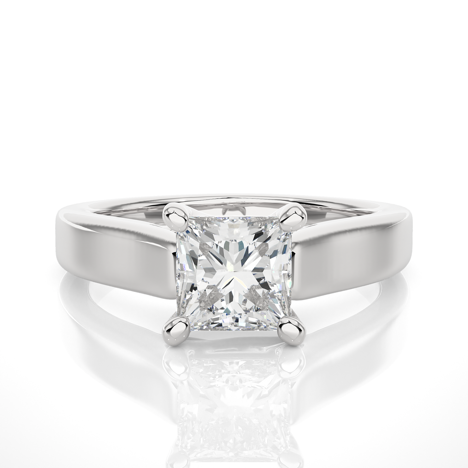 Petite 4-Prong Solitaire Princess Engagement Ring