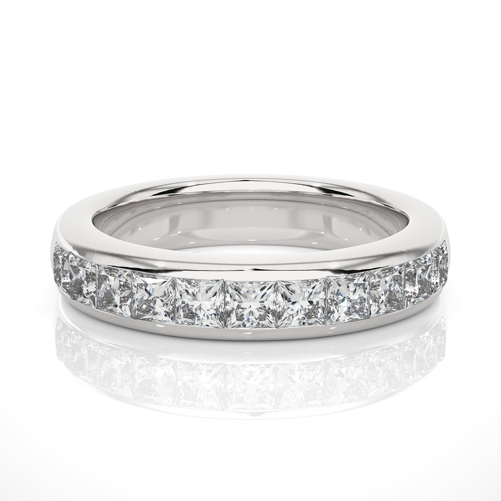 Channel Set Princess Cut Diamond Wedding Band