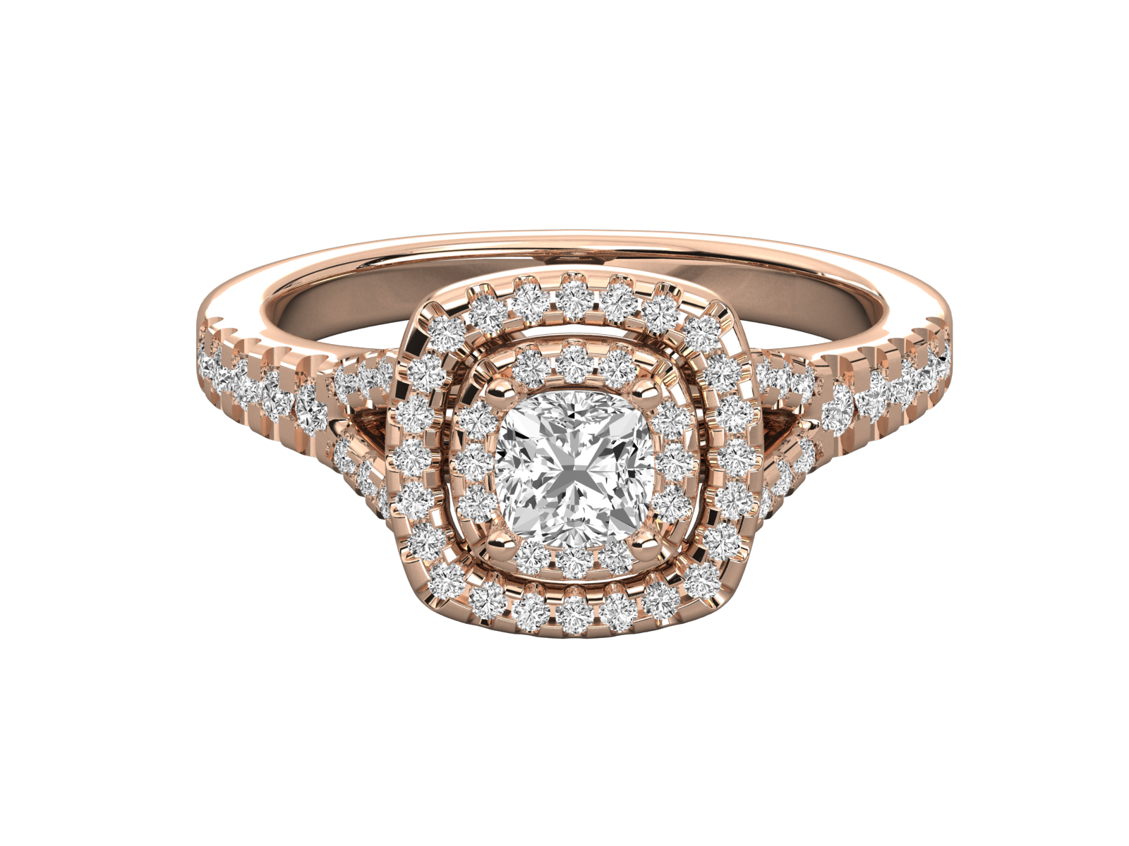 Double Halo Diamond Engagement Ring