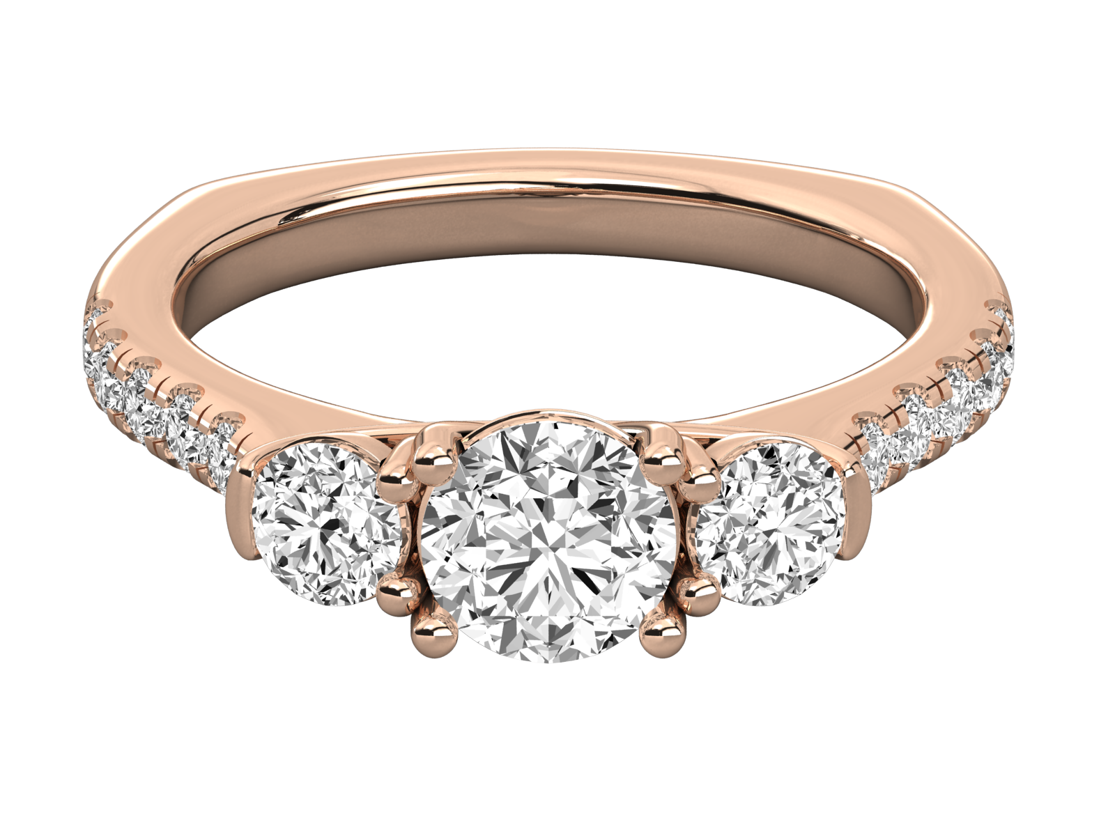  Three-Stone Diamond Engagement Ring 