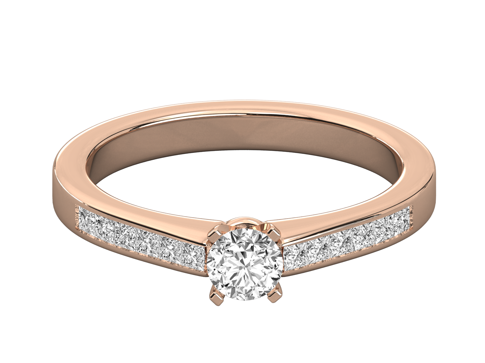 Channel-Set Round Diamond Engagement Ring