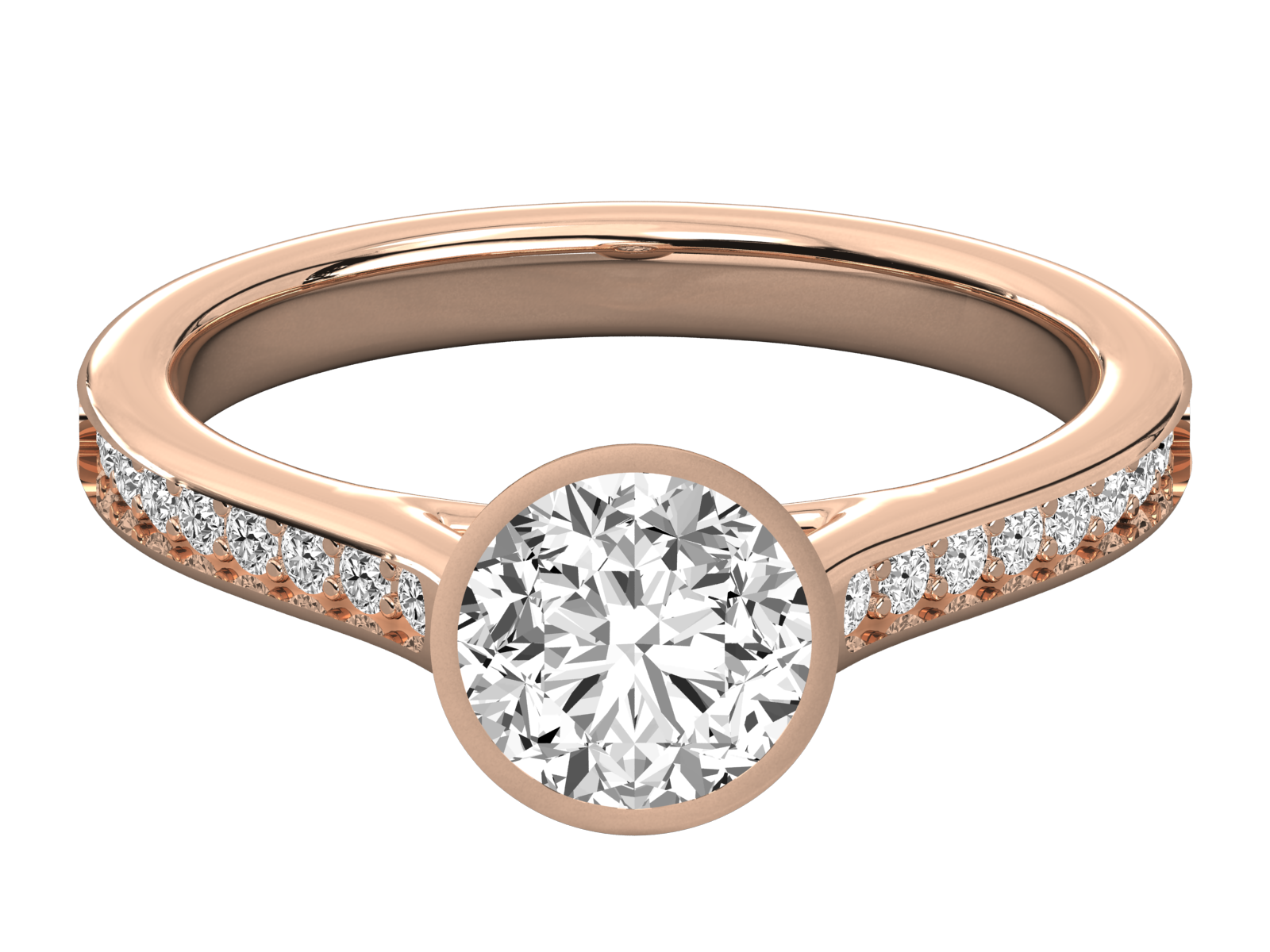 Rose Gold Bezel Set Diamond Engagement Ring