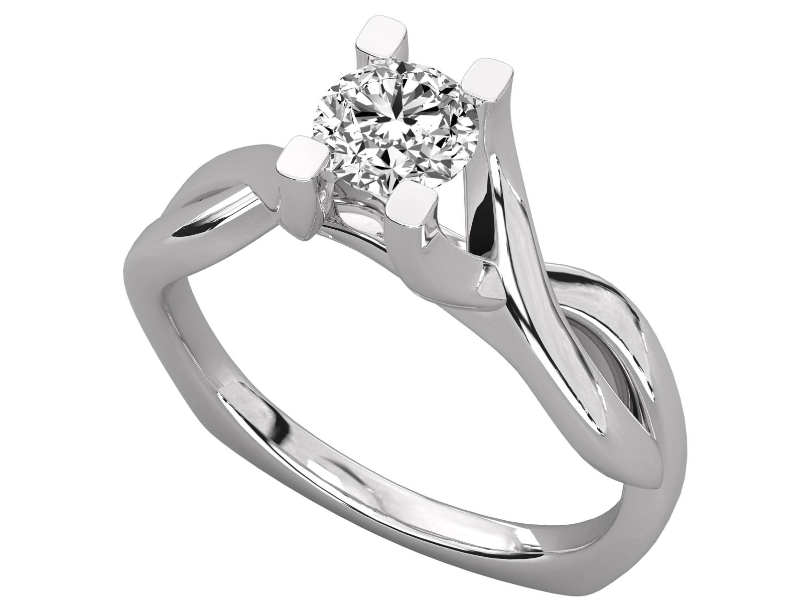 Intertwined Diamond Solitaire Ring