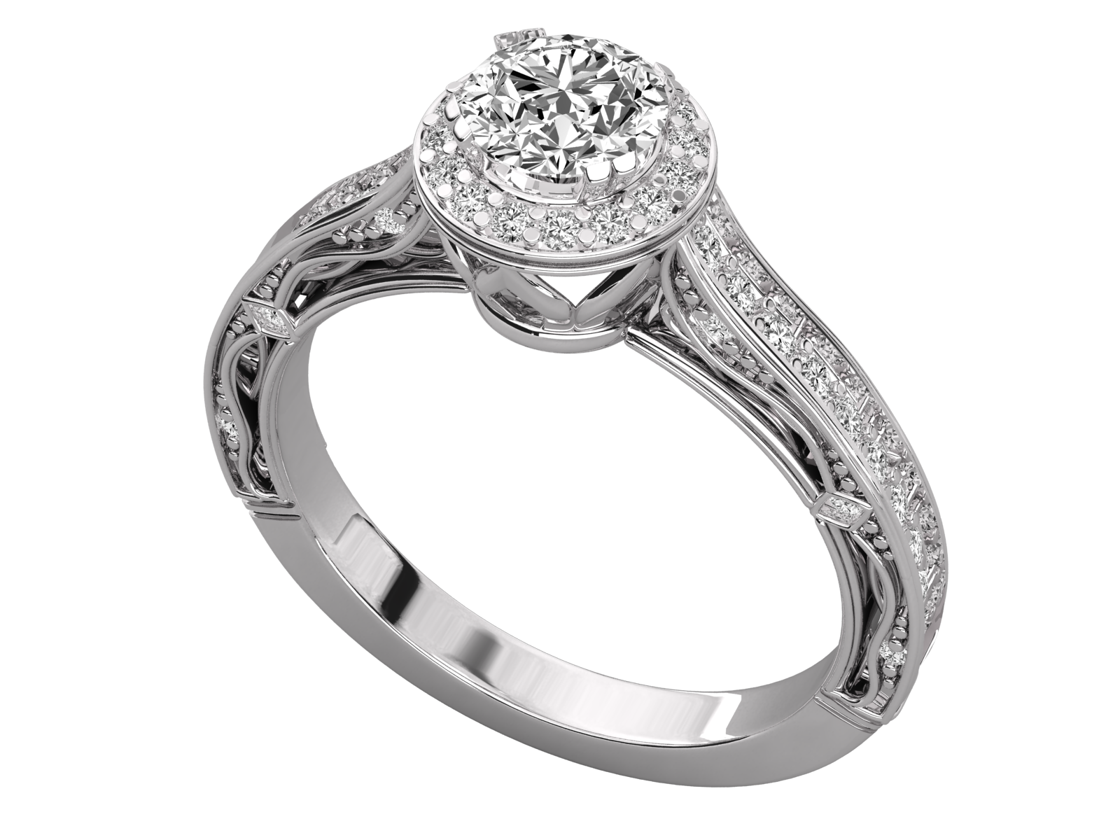 Vintage Halo Round Diamond Engagement Ring