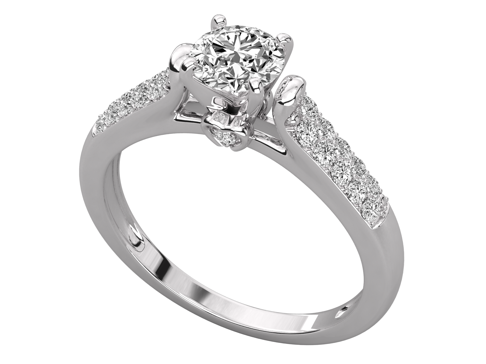 Pave-Set Round Diamond Engagement Ring