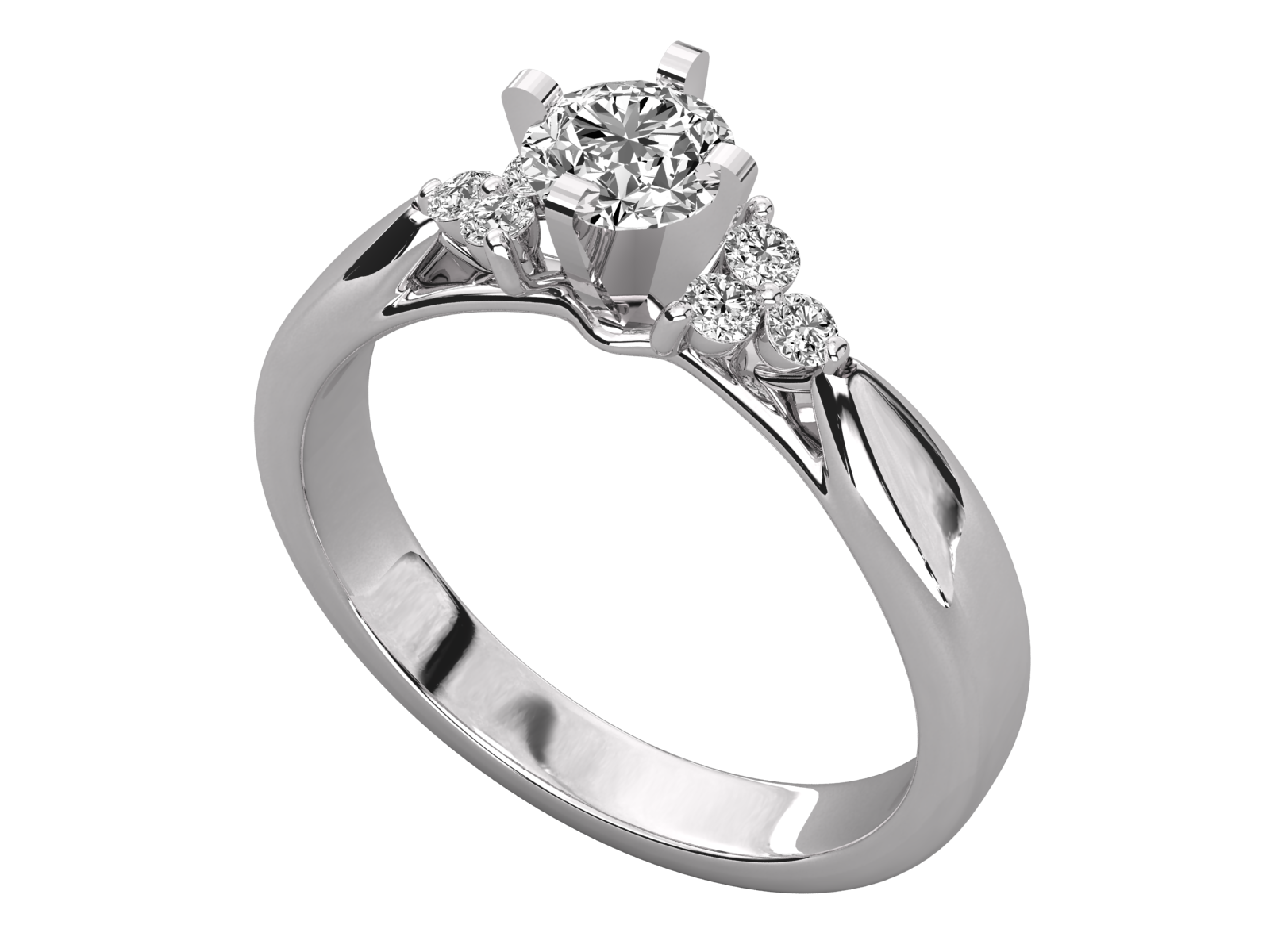 Round Cut Diamond Cluster Engagement Ring