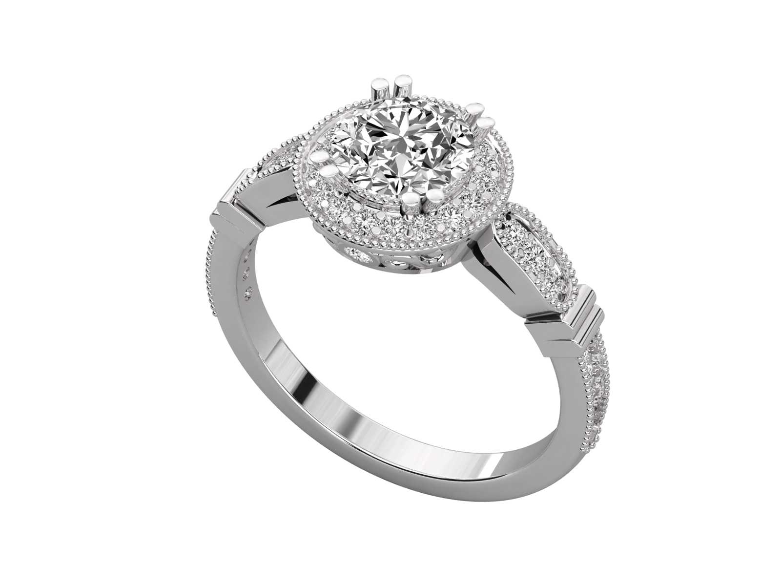 Vintage Inspired Halo Engagement Ring