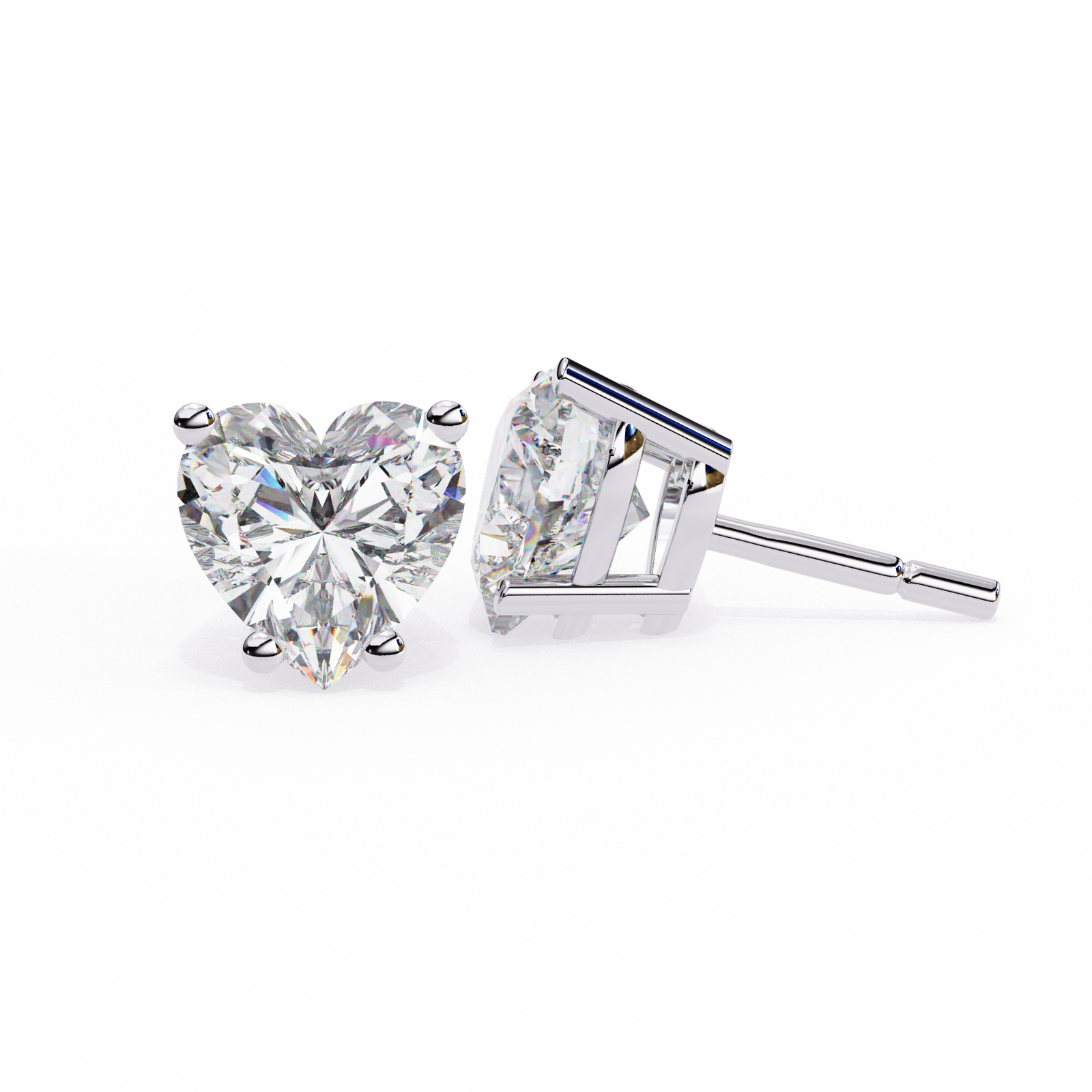 Heart-Shaped Diamond Stud Earrings