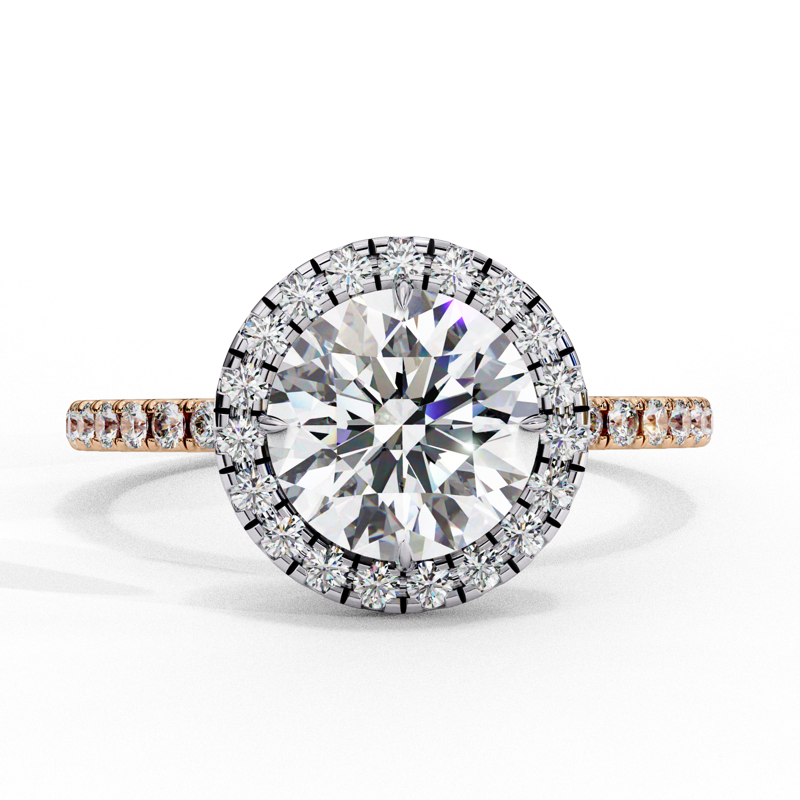 Round Cut Diamond Halo Engagement Ring