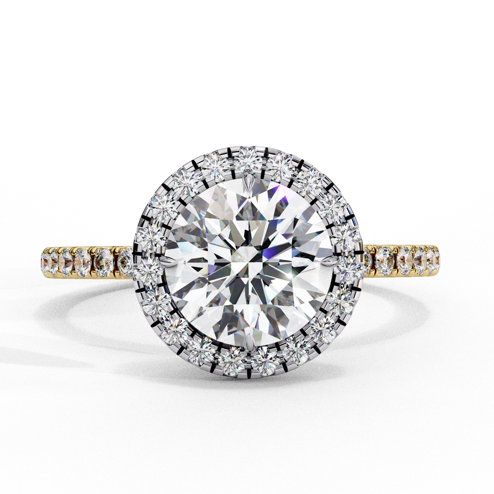 Round Cut Diamond Halo Engagement Ring