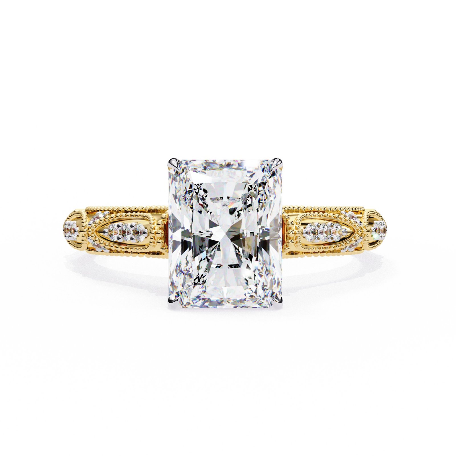 Vintage-Inspired Radiant Cut Diamond Engagement Ring