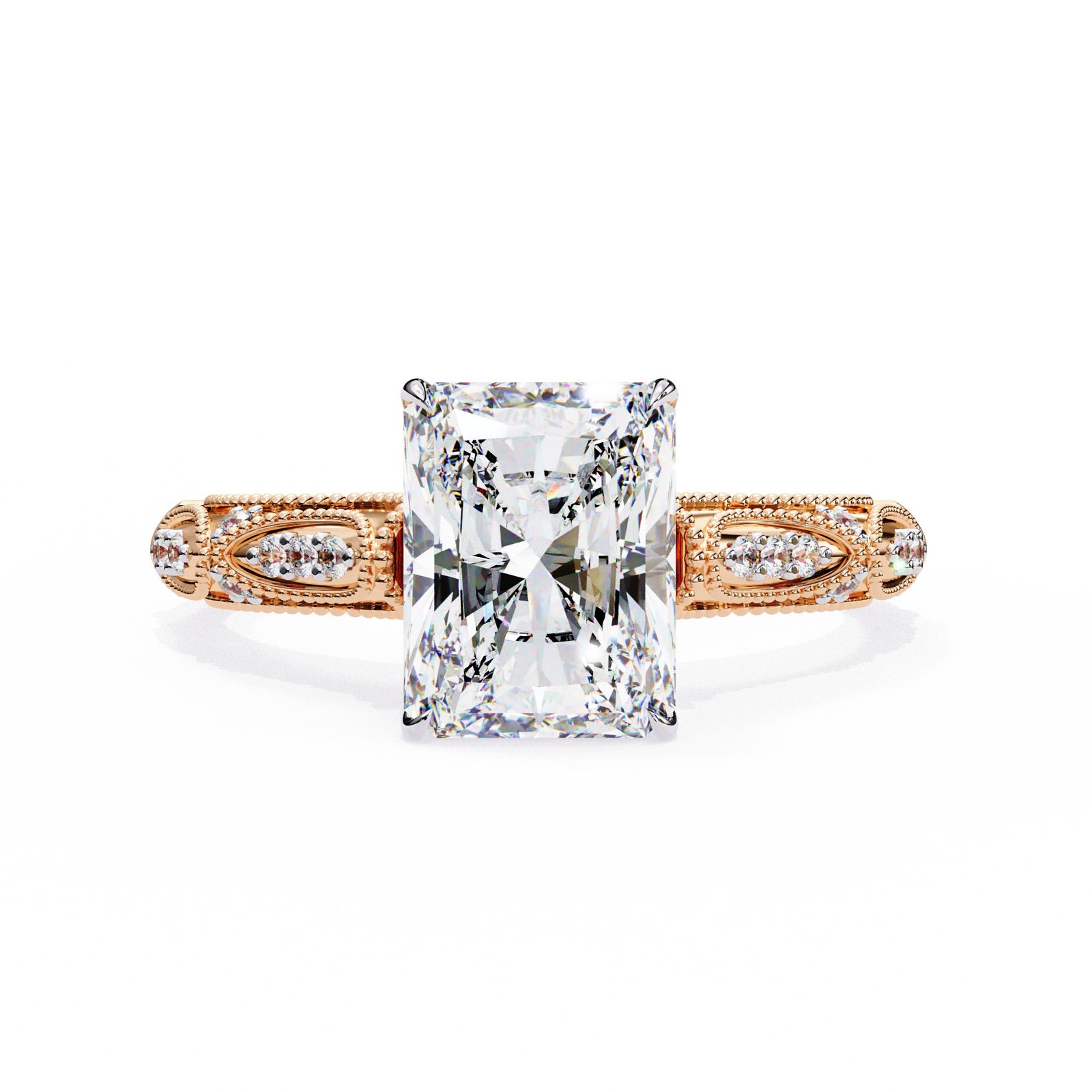 Vintage-Inspired Radiant Cut Diamond Engagement Ring