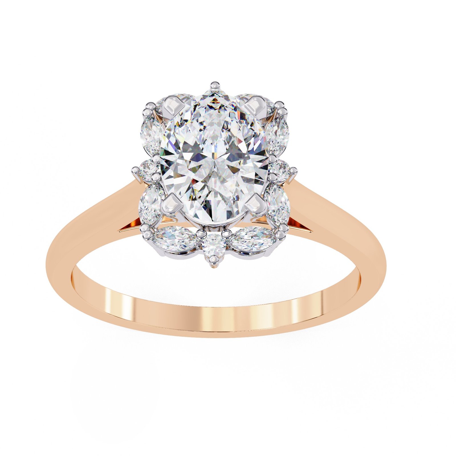 Oval Diamond Floral Cluster Ring