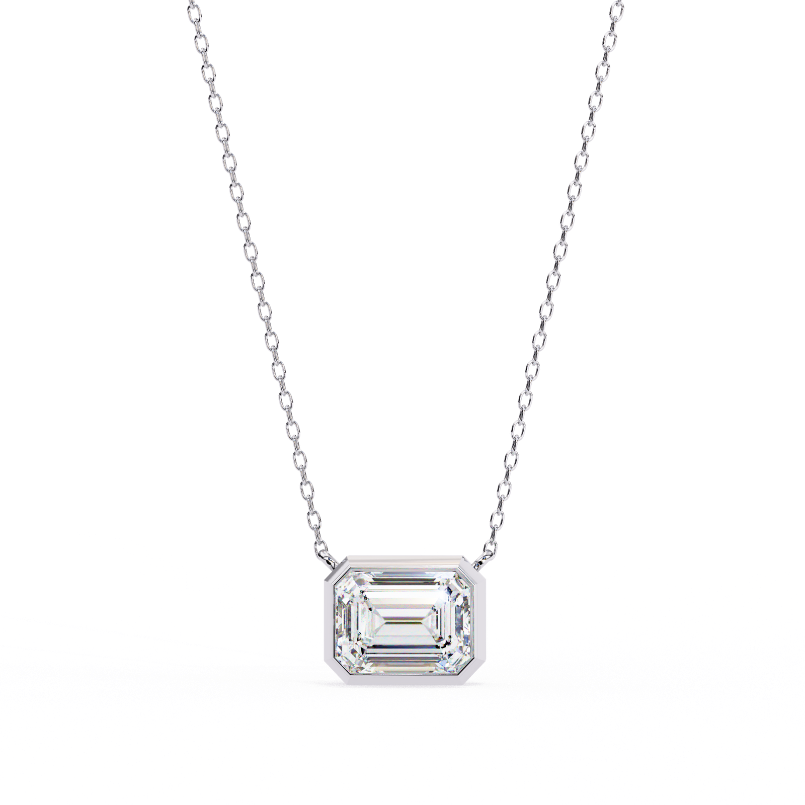 Emerald Cut Diamond Solitaire Pendant Necklace