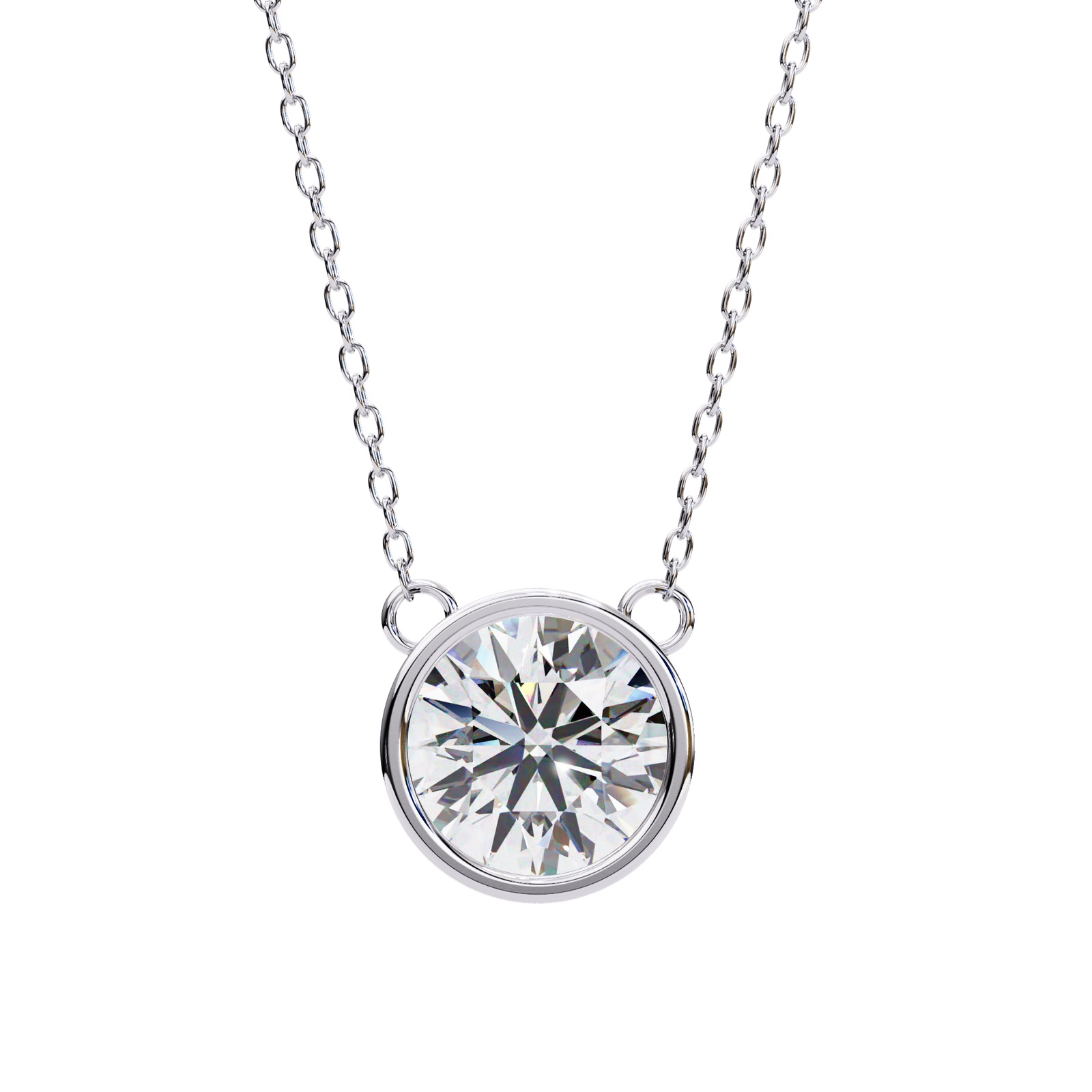 Classic Round Diamond Bezel Pendant Necklace