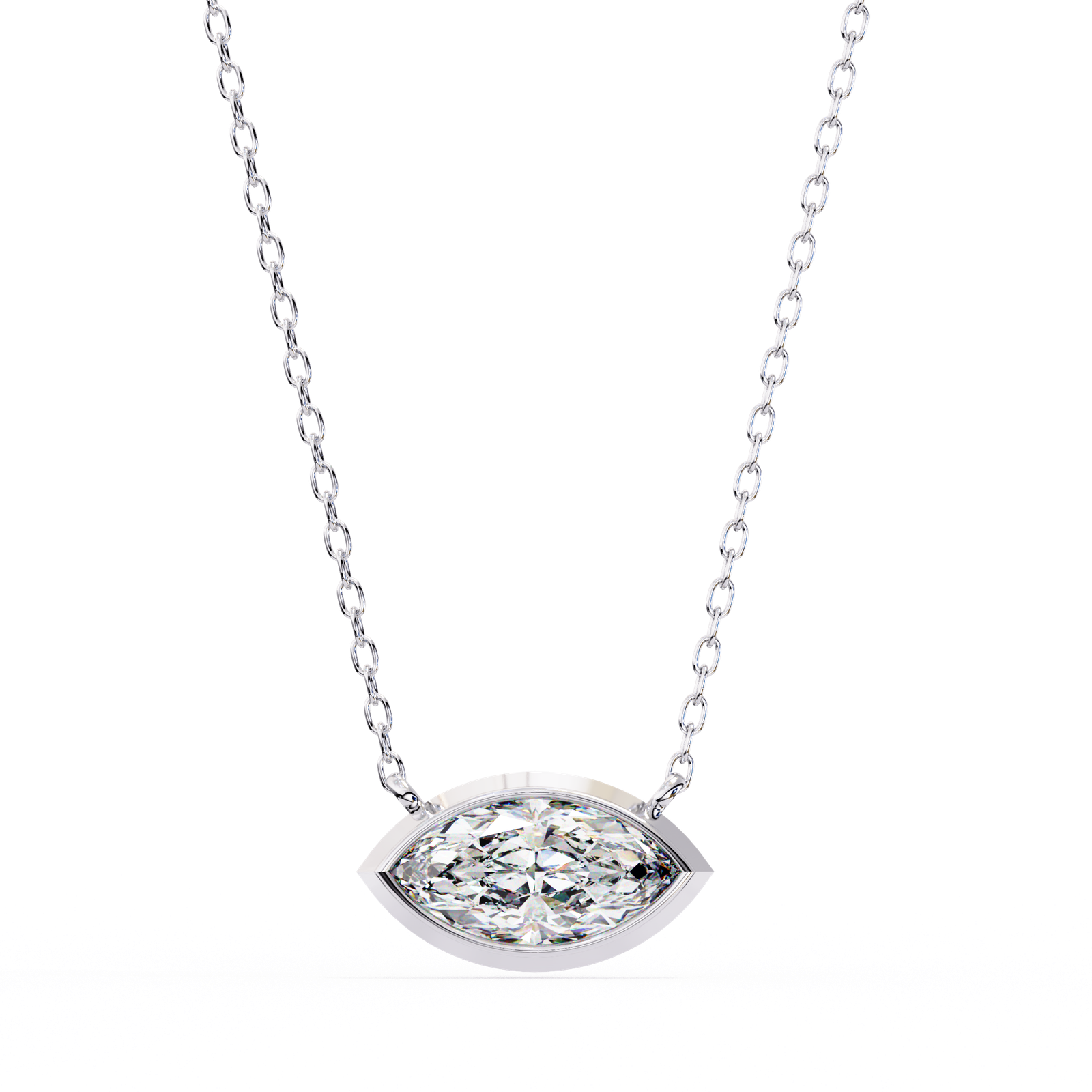 Marquise Diamond Bezel Pendant Necklace
