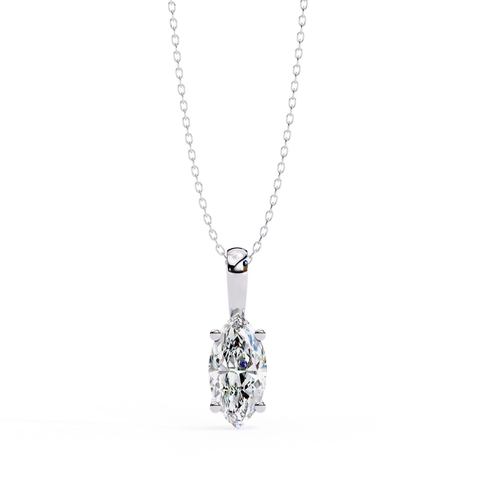 Marquise Diamond Solitaire Pendant Necklace