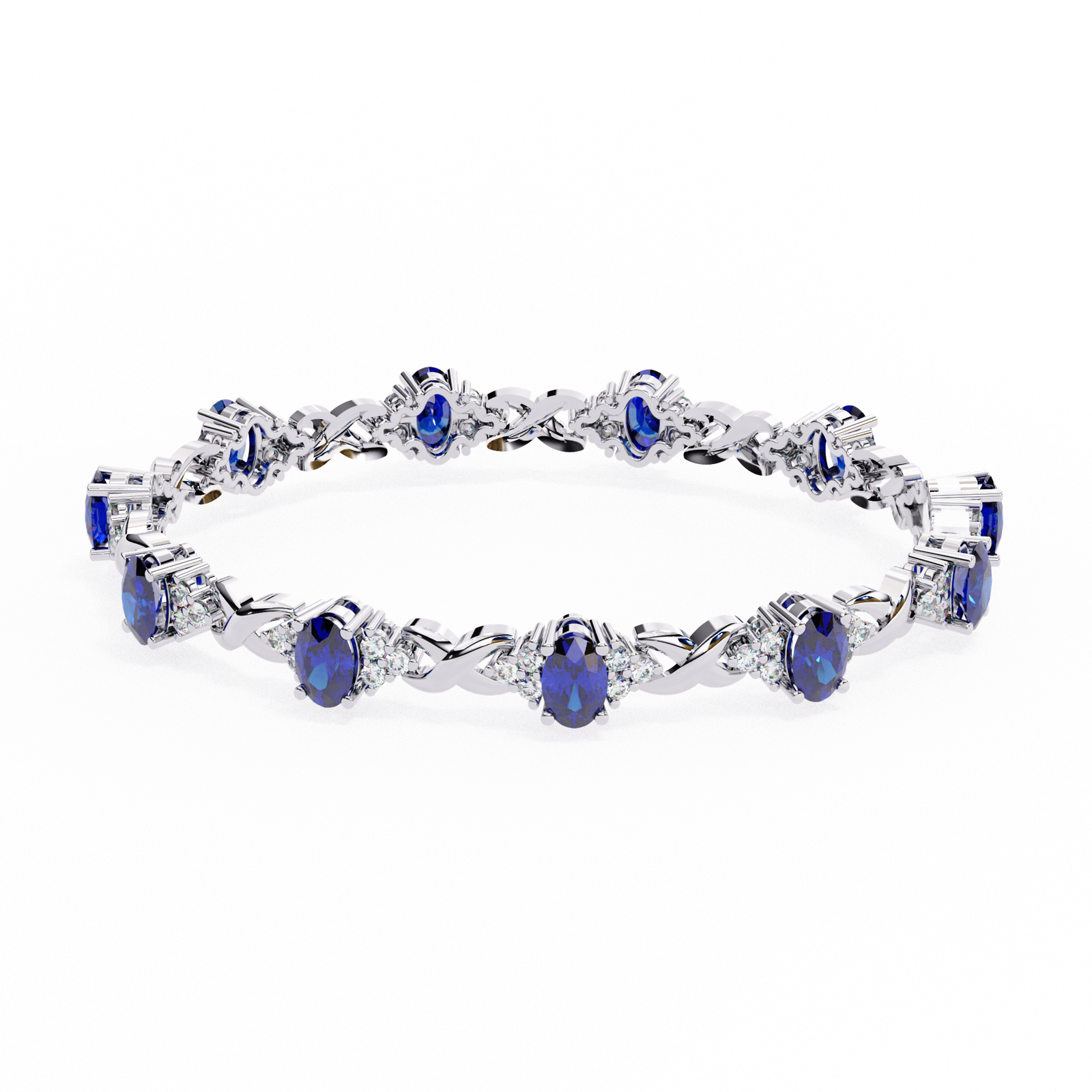 Royal Blue Sapphire & Diamond Twist Bracelet