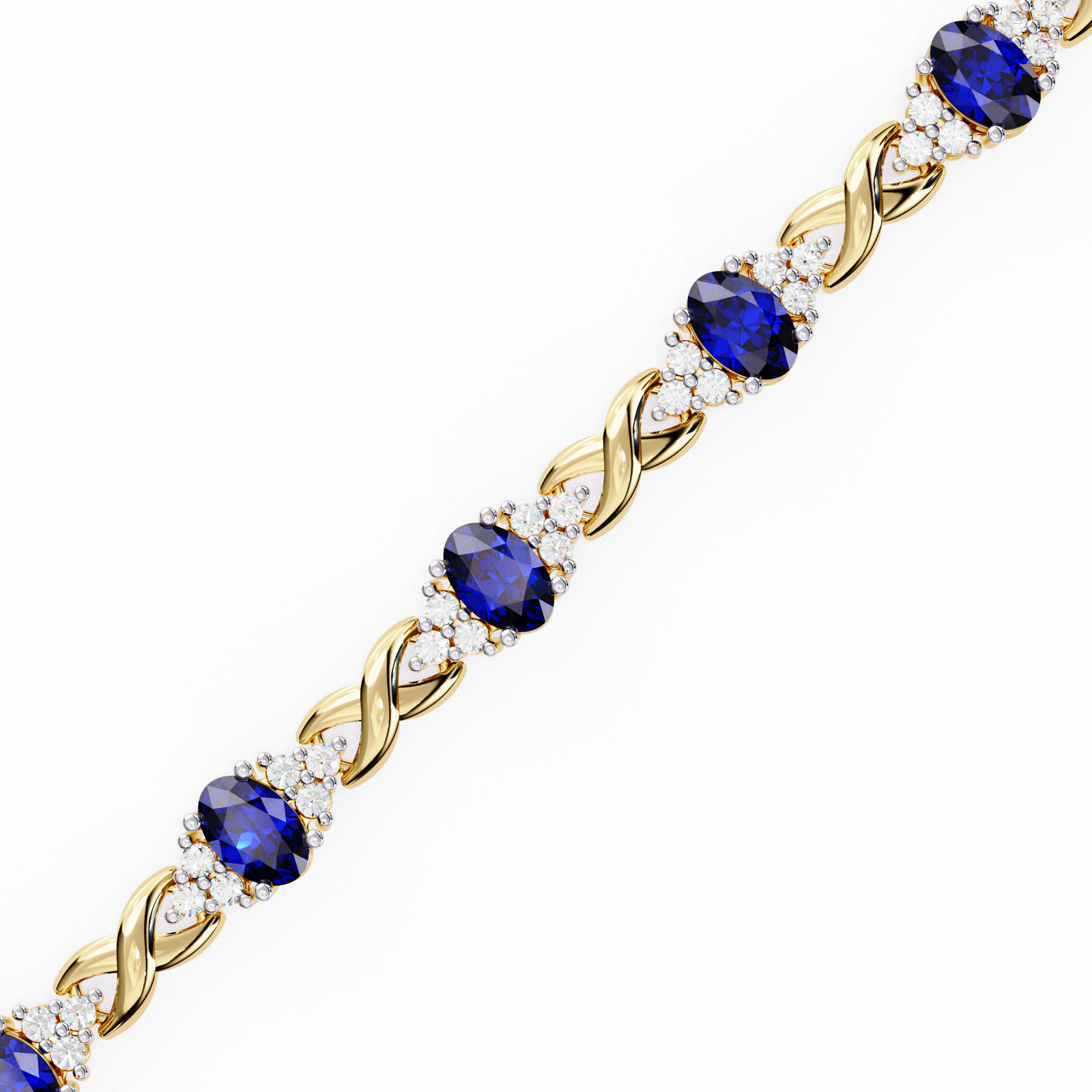 Royal Blue Sapphire & Diamond Twist Bracelet