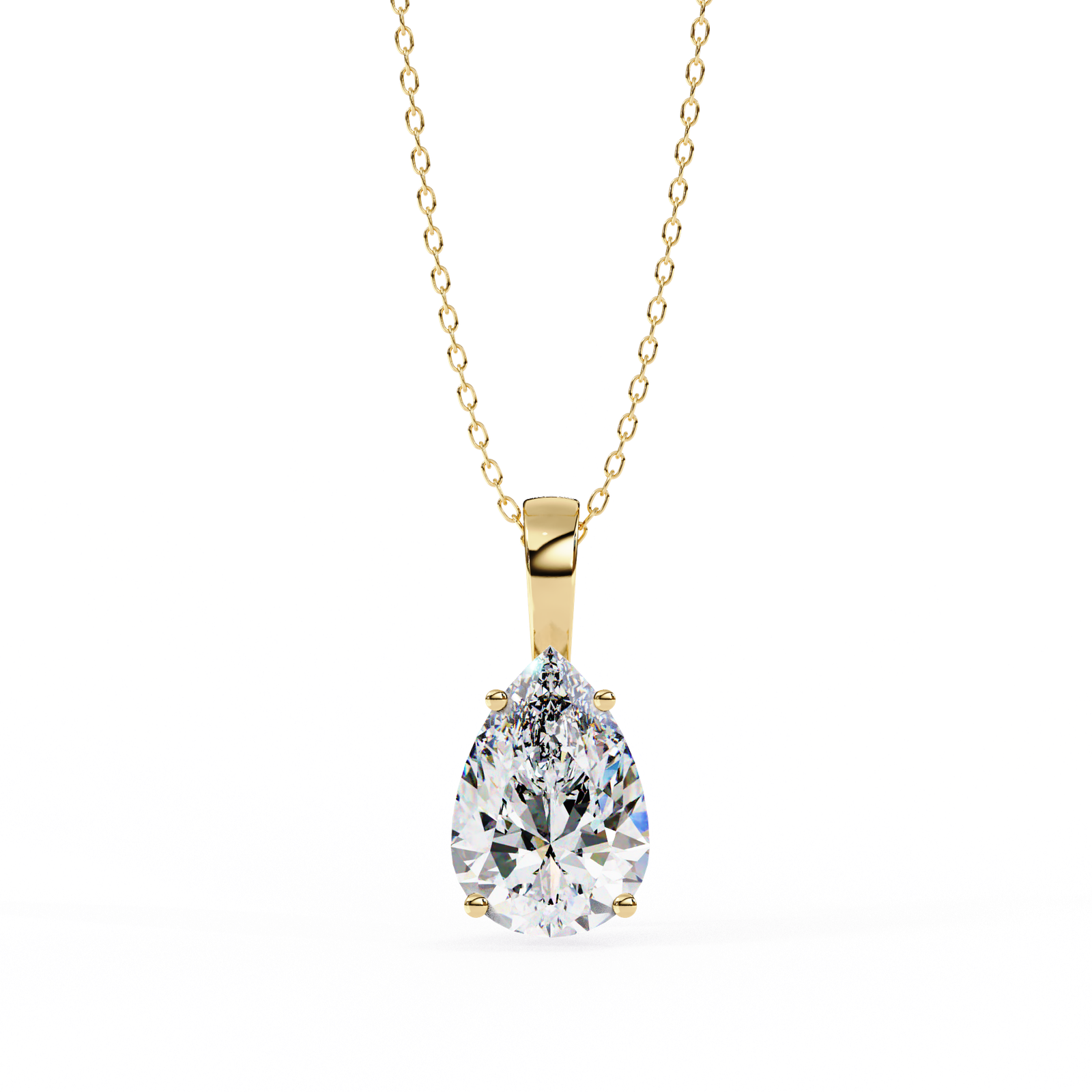 Pear-Cut Diamond Solitaire Pendant Necklace
