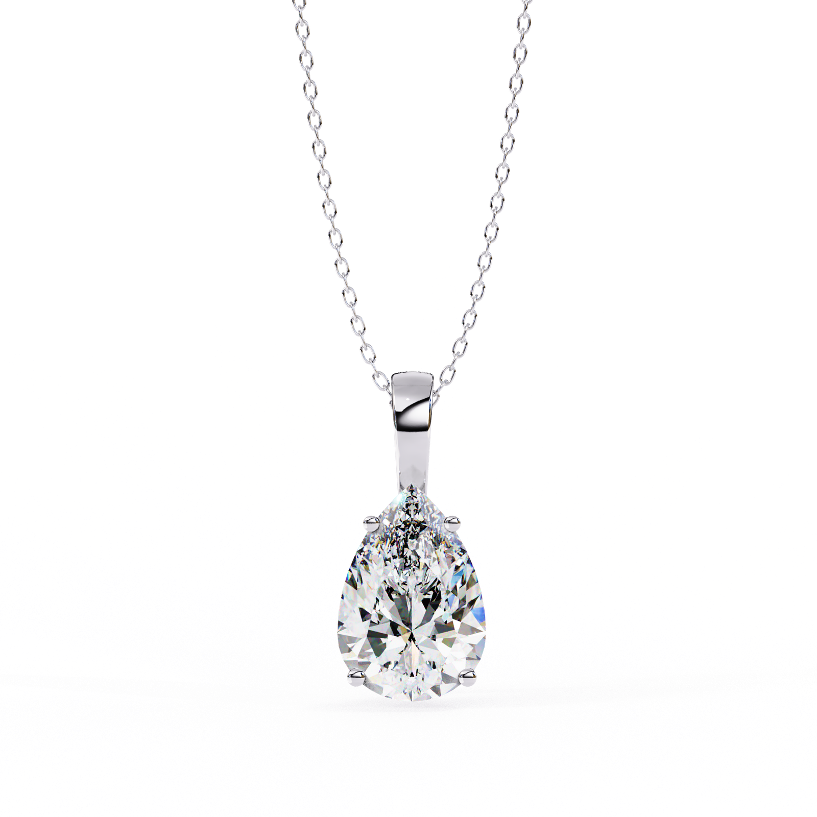 Pear-Cut Diamond Solitaire Pendant Necklace
