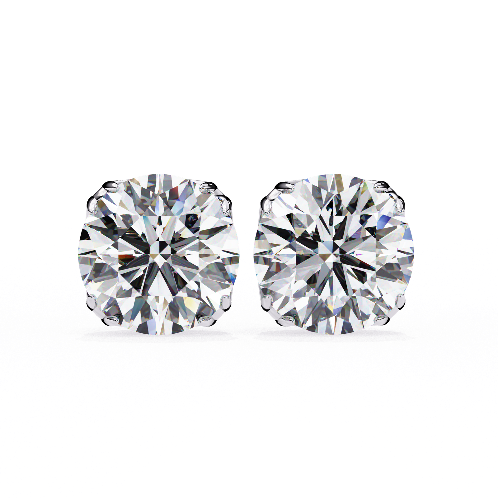 Round Diamond Stud Earrings with Scrollwork Setting