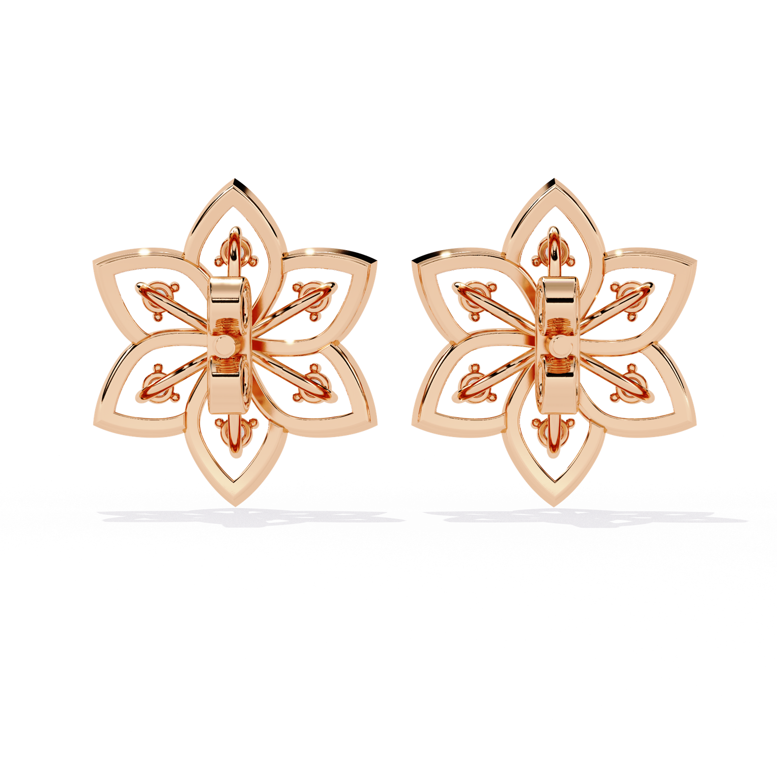 **Elegant Floral Openwork Stud Earrings in White Gold | Modern Petal Design Earrings for Women**